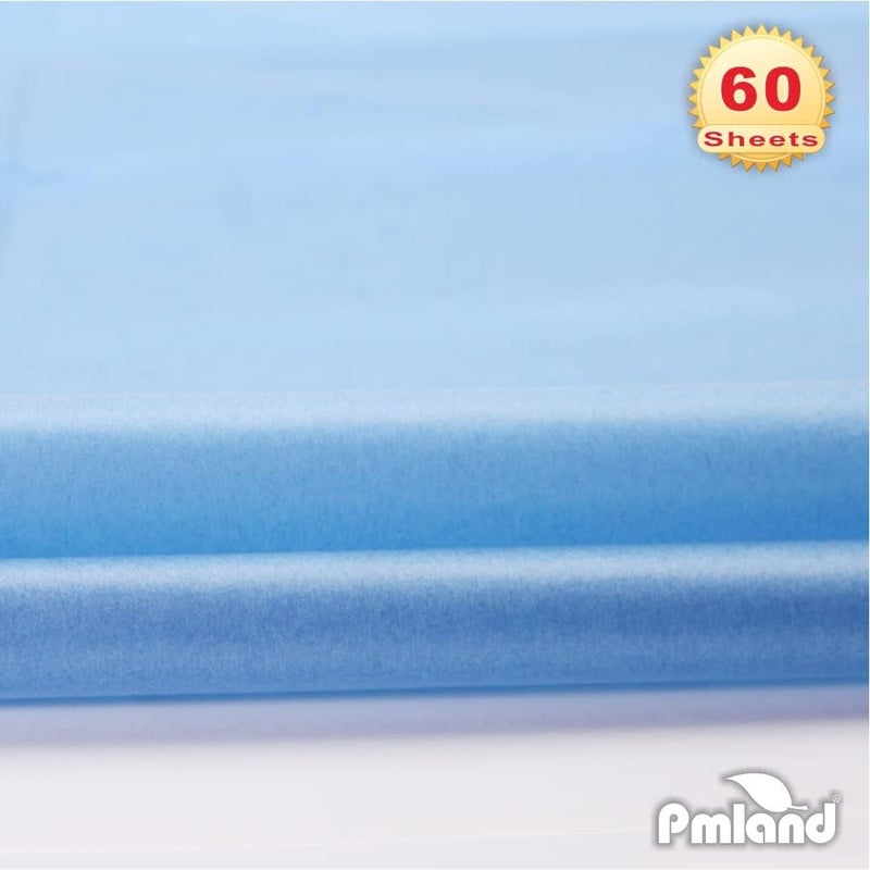 PMLAND ورق تغليف هدايا عالي الجودة - أزرق سماوي - حجم كبير 26 بوصة × 20 بوصة 60 ورقة لحقائب الهدايا والحرف والمناسبات والأعياد وأعياد الميلاد وحفلات الزفاف وحفلات استقبال المواليد - Image 3