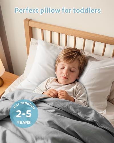 Babebay Toddler Pillow,13X18 Soft Toddler Pillows for Sleeping, Machine Washable Kids Pillow with Cotton Pillowcase, Perfect for Travel (White) - Image 2