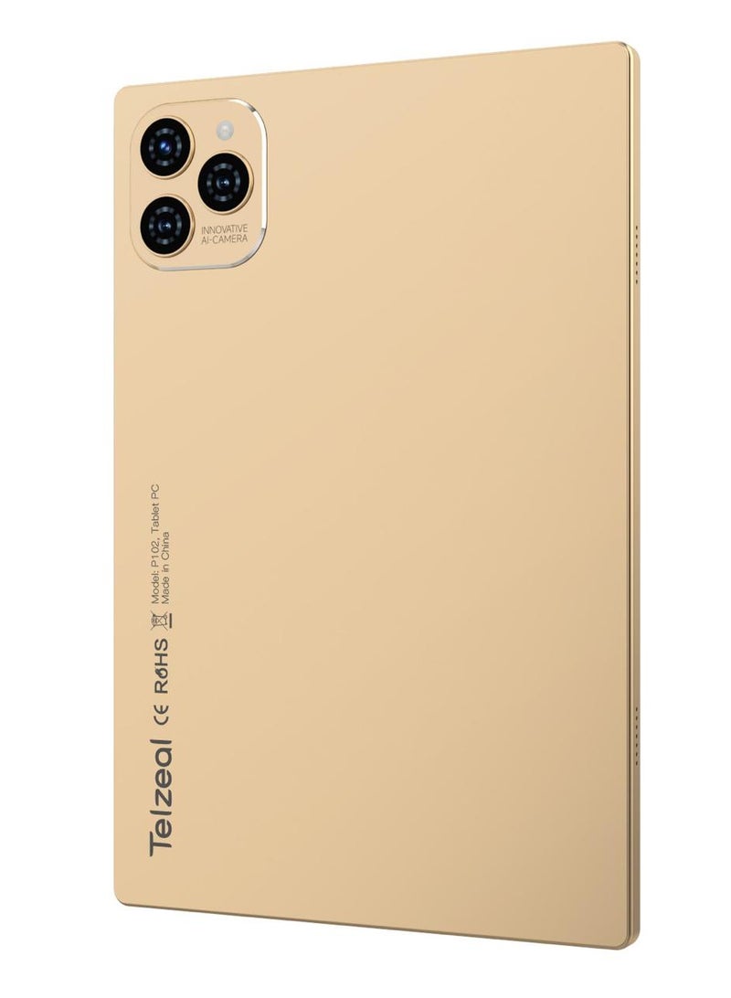 تلزيل جهاز لوحي ذكي P102 بنظام أندرويد 13، شاشة FHD مقاس 10.1 بوصة، ذاكرة وصول عشوائي (RAM) سعة 8 جيجابايت، وذاكرة قراءة فقط (ROM) سعة 512 جيجابايت - مع بطارية قوية بسعة 10000 مللي أمبير/ساعة، لون ذهبي - Image 4