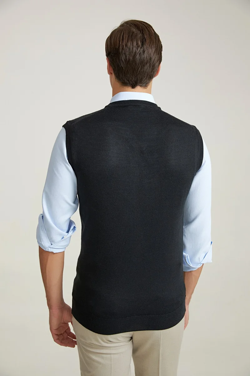 D'S DAMAT Regular Fit Black Plain Knit Sweater 9HF060636282Y