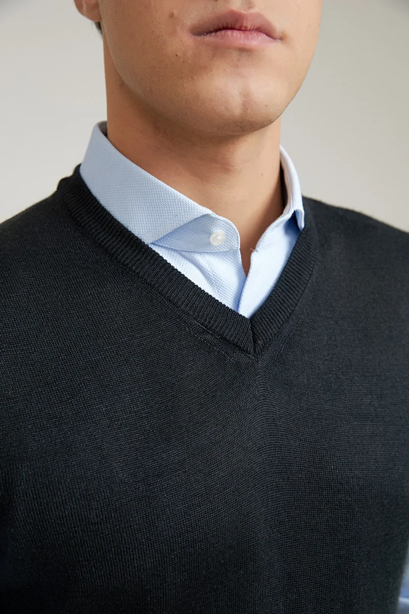 D'S DAMAT Regular Fit Black Plain Knit Sweater 9HF060636282Y