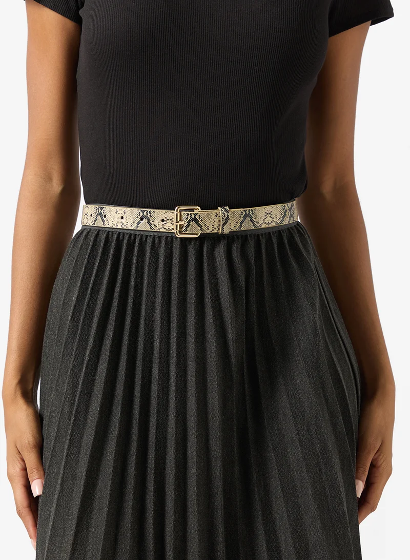 ELLA Brown Golden Buckle Slim Belt for Women | Best Price UAE
