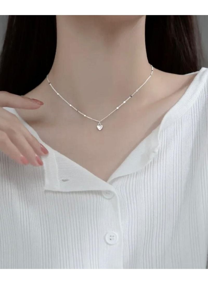 Luxury Bee Hearter Black Silver Sterling 925 Minimalist Necklace Silver Color
