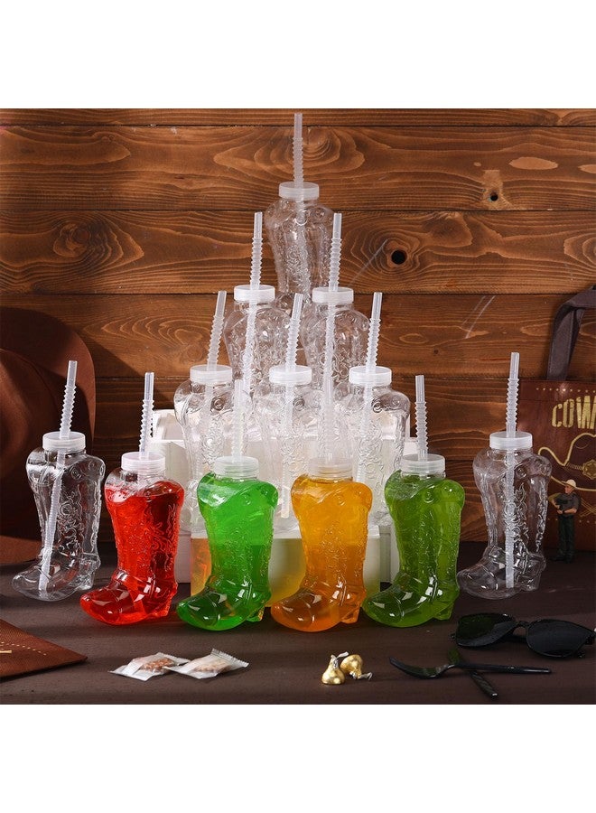 Hoolerry 12 Pcs 17 Oz Transparent Cowboy Boot Party Plastic Cups With Straws And Lids Plastic Cowboy Cups For Western Themed Party Supplies And Rodeo Party Decorations  - Image 3