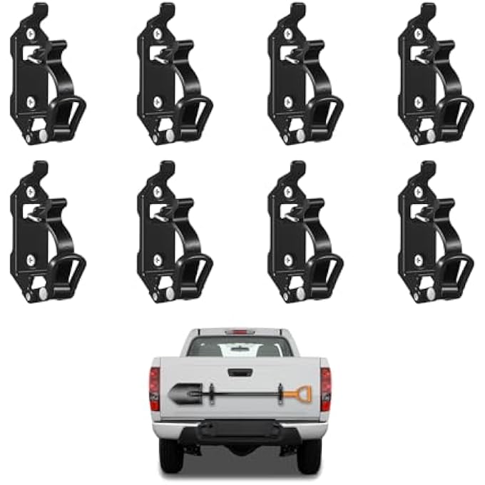 rayihni مجموعة تثبيت مجرفة 8 قطع لسقف السيارة، مجموعة تركيب مشبك مطاطي معدني مع حامل مجرفة وفأس سريع الإطلاق، مجموعة تثبيت على الحائط لشاحنة معدات الرحلات البرية، ملحقات سقف السيارة تناسب أقطار من 0.67" إلى 1.57". - Image 2