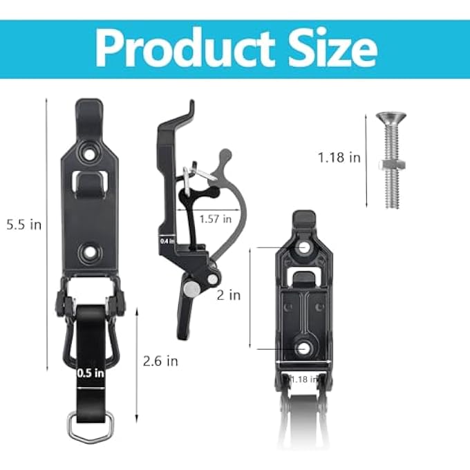 rayihni مجموعة تثبيت مجرفة 8 قطع لسقف السيارة، مجموعة تركيب مشبك مطاطي معدني مع حامل مجرفة وفأس سريع الإطلاق، مجموعة تثبيت على الحائط لشاحنة معدات الرحلات البرية، ملحقات سقف السيارة تناسب أقطار من 0.67" إلى 1.57". - Image 3