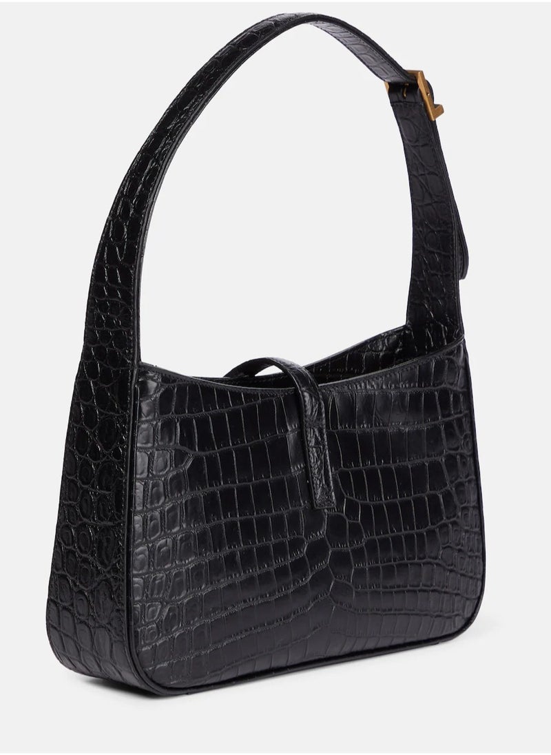 YSL Libre Saint Laurent Le 5 à 7 leather Shoulder bag Crocodile Embossed Black Handbag  - Image 4