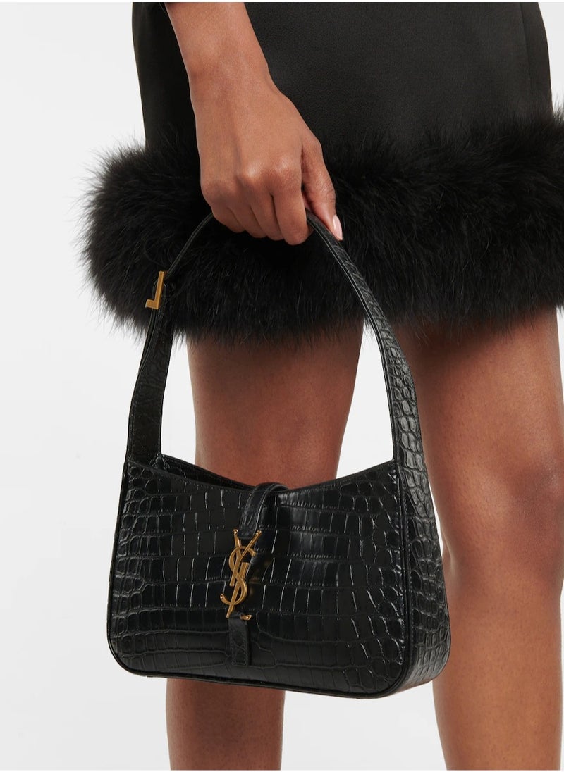 YSL Libre Saint Laurent Le 5 à 7 leather Shoulder bag Crocodile Embossed Black Handbag  - Image 2