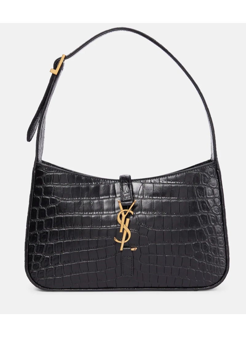 YSL Libre Saint Laurent Le 5 à 7 leather Shoulder bag Crocodile Embossed Black Handbag  - Image 1