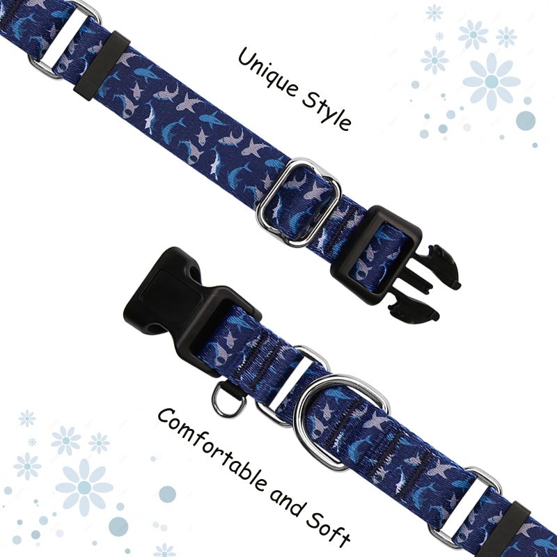 Fidohug Martingale Collar for Dogs with Buckle Heavy Duty Boy Dog Collar for Medium Dogs, Deep Blue Shark - Image 2
