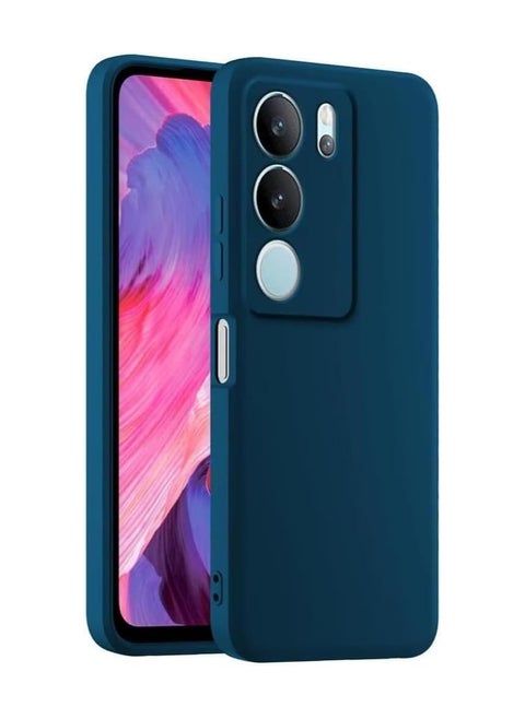 Vivo Y19s Liquid Silicon Case Soft Microfiber Lining Cushion Slim Shell Shockproof Protective Soft Gel Rubber Matte Finish Cover Camera Protection Case for Vivo Y19S 2024 (Blue)