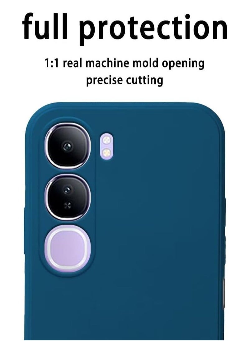 Generic - Vivo Y19s Liquid Silicon Case Soft Microfiber Lining Cushion Slim Shell Shockproof Protective Soft Gel Rubber Matte Finish Cover Camera Protection Case for Vivo Y19S 2024 (Blue) - Image 1