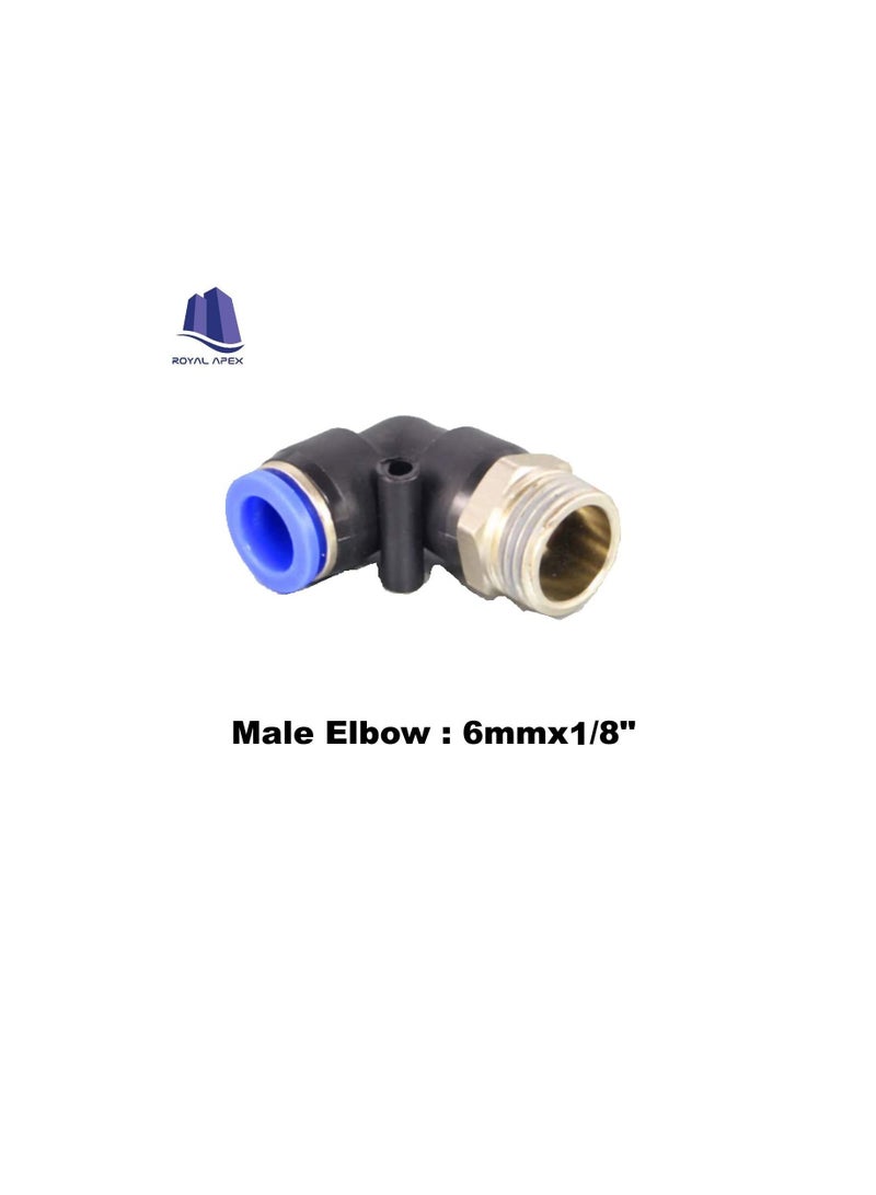 PU Pipe  Fittings Polyurethane  Pneumatic Pipe Push in to Connect Fittings Male Elbow Pack of 5 6mmx1/8 - Image 3
