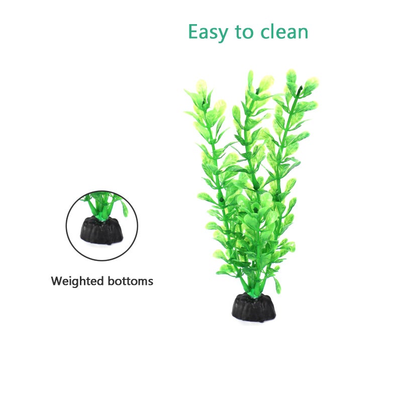 AQUANEAT Artificial Fish Tank Plants, Plastic Aquarium Decorations, Green Accessories, 10pcs - Image 3