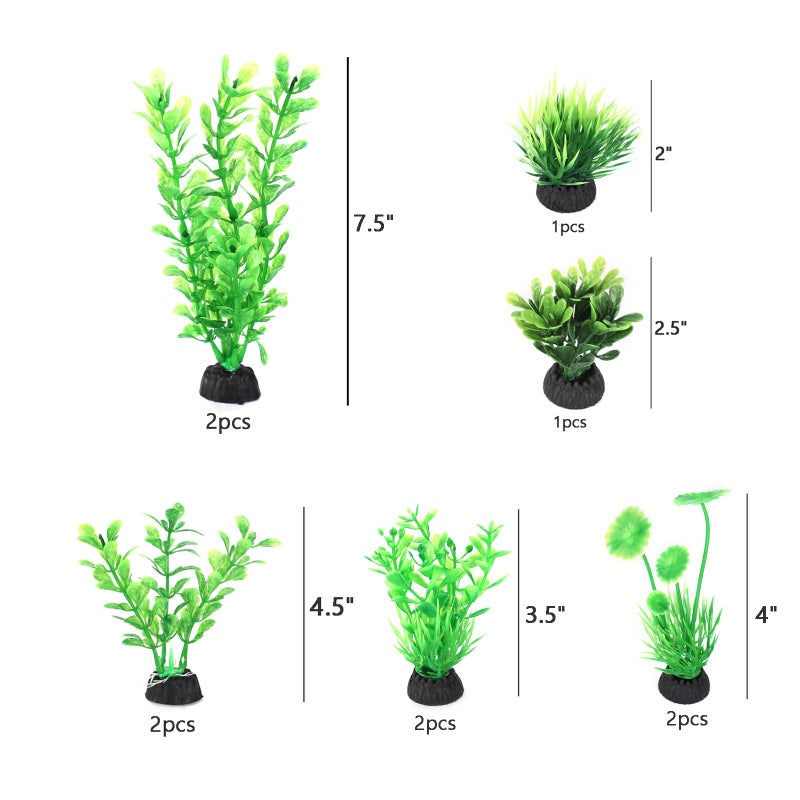 AQUANEAT Artificial Fish Tank Plants, Plastic Aquarium Decorations, Green Accessories, 10pcs - Image 2