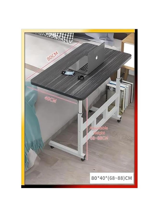 TRASSLE Adjustable Height Mobile Computer Desk， Home Bedrooms And Office Desks For Work and Study Moveable Portable Coffee Overbed Tray Bedside Sofa Table (White) - Image 2