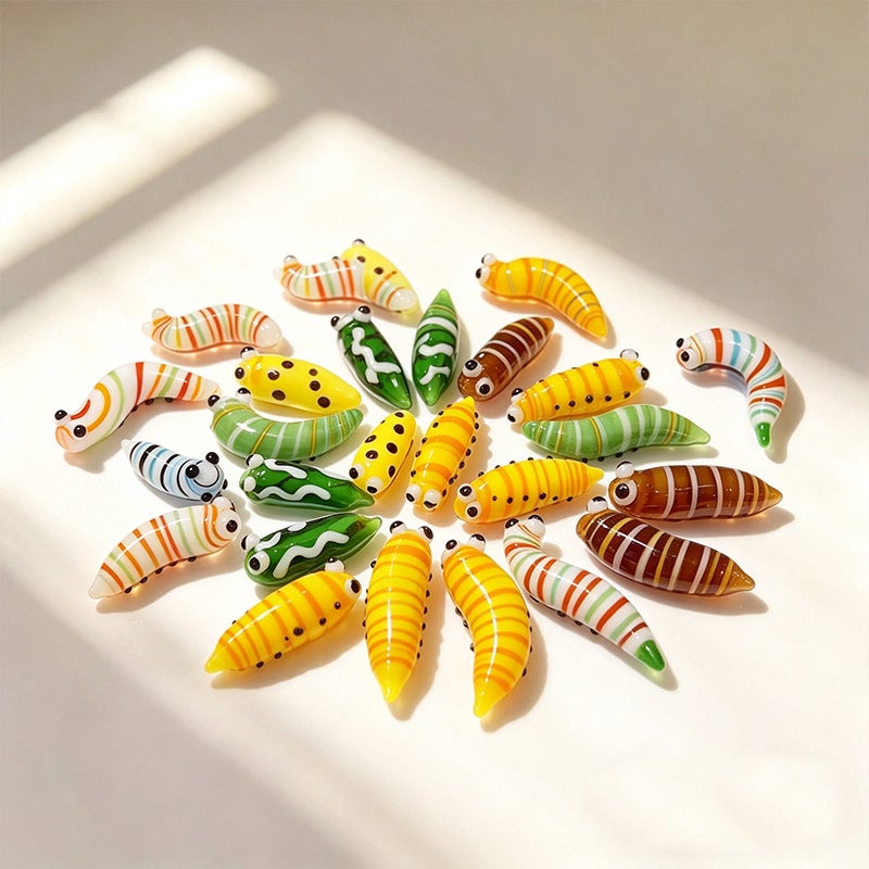 Cute Glass Caterpillar Ornament, Hand-blown Insect Sculpture, Home Decoration, Desktop Micro Landscape Accessory - Image 3