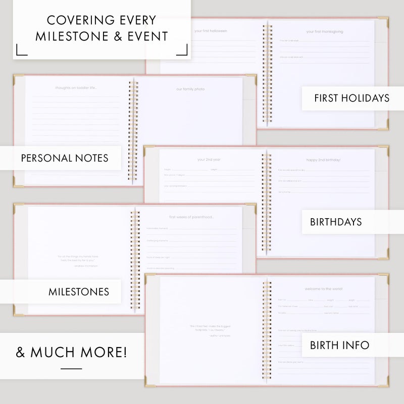 ZICOTO Keepsake Baby Memory Book for Boys and Girls â€“ Timeless First 5 Year Baby Book With Photoslots â€“ Cute Journal Scrapbook or Photo Album - Record a Milestone for Every Event from Birth to Age 5 - Image 3
