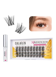 Calailis CALAILIS Individual Lashes, DIY Eyelash Extensions, Super Thin Glue-based Band, Natural Look Reusable,11/13/13/15mm, Lasting for 48 Hours Individual DIY Eyelashes(LR01)  - Image 1