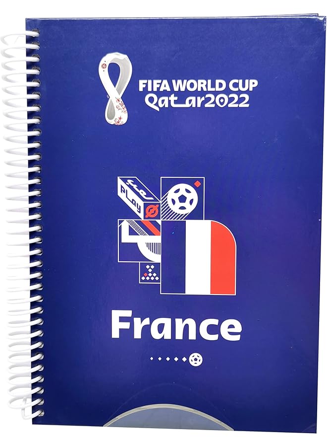 فيفا Wc 2022 Country A5 دفتر حلزوني 60 ورقة غلاف صلب 21.5 سم × 15 سم فرنسا - Image 1