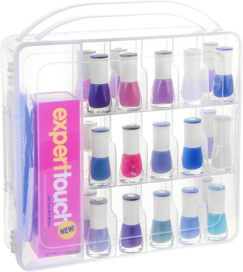 EVERMARKET EVERMARK Plastic Clear Nail Polish Holder Organizer with Lid and Handle (30 Bottles) Market need oriented construction - Image 1