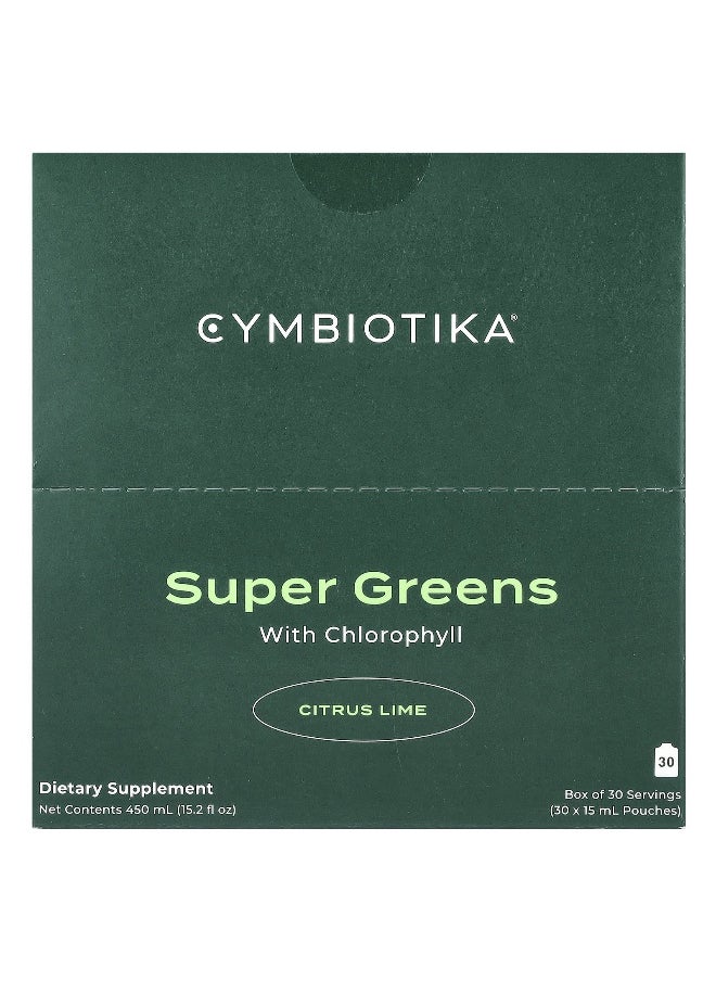 Cymbiotika - Cymbiotika, Super Greens, With Chlorophyll, Citrus Lime, 30 Pouches, 15 ml Each - Image 1