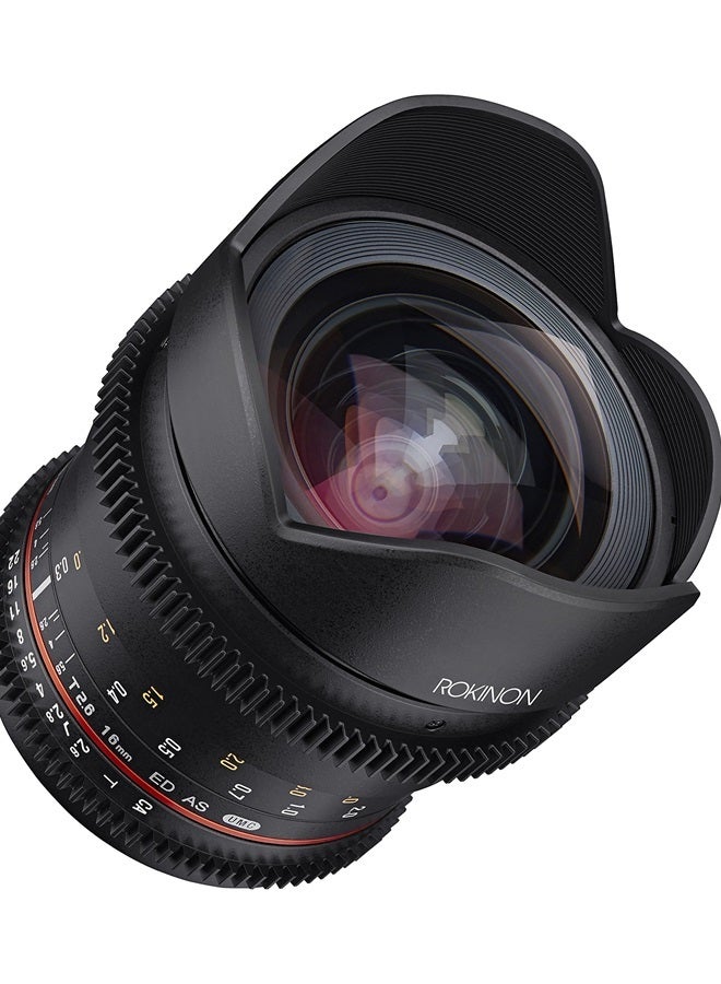 Rokinon 16mm T/2.6 Full Frame Cine Wide Angle Lens for Sony E-Mount, Black (FFDS16M-NEX)