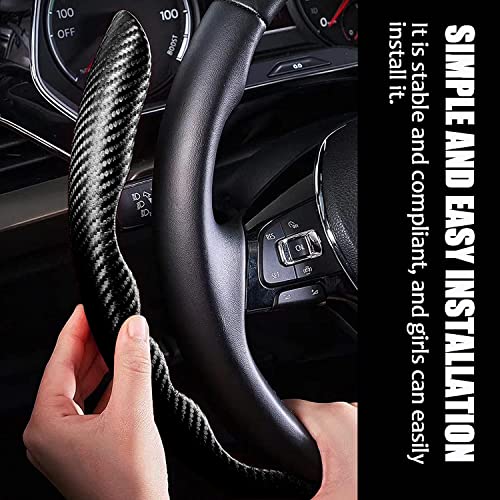 AutoBizarre Car Anti Skid Non Slip Black Carbon Fiber Decoration Steering Wheel Grip Covers Universal for All Cars - Set of 2 pcs - Image 3