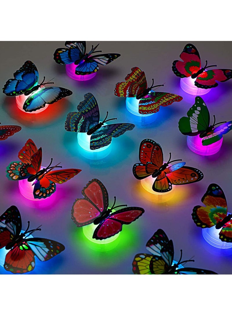 LINGWEI Butterfly Wall Sticker with LED Light Household Creative 3D Double Layer Stereo Wall Sticker Bedroom Window Arbitrary Stickers 3d Art For Wall(5pcs)  - Image 1
