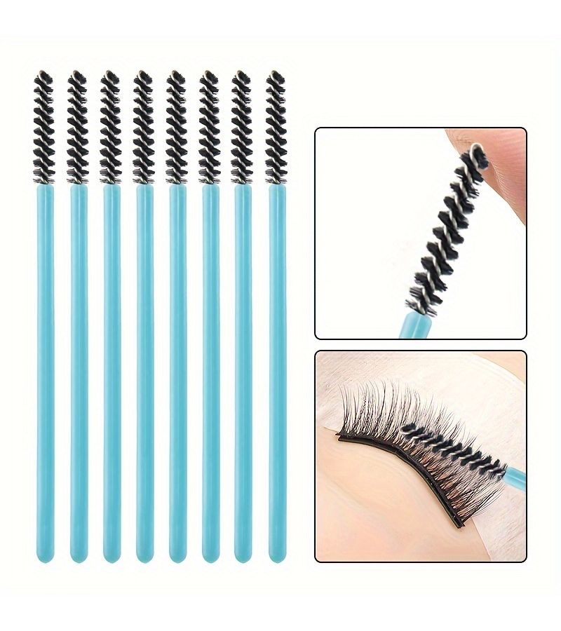 Black And Blue Mini Disposable Mascara Wands 50pcs Micro Eyelash Brush Spoolies - Image 1