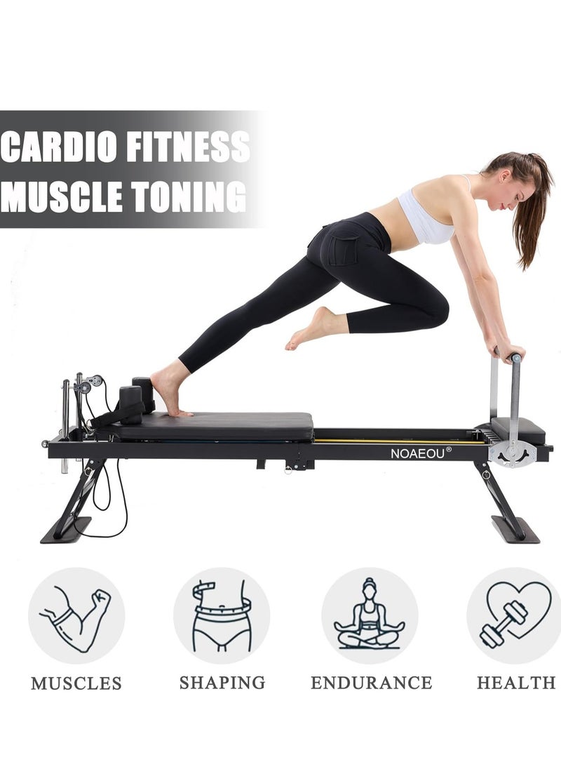 NOAEOU - NOAEOU Foldable Pilates Reformer, Pilates Machine & Equipment for Home Use, Suitable for Beginners and Intermediate Users(black) - Image 1