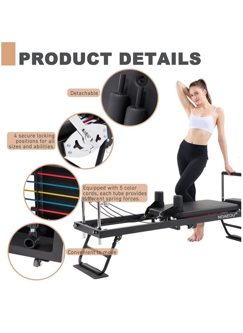NOAEOU - NOAEOU Foldable Pilates Reformer, Pilates Machine & Equipment for Home Use, Suitable for Beginners and Intermediate Users(black) - Image 1
