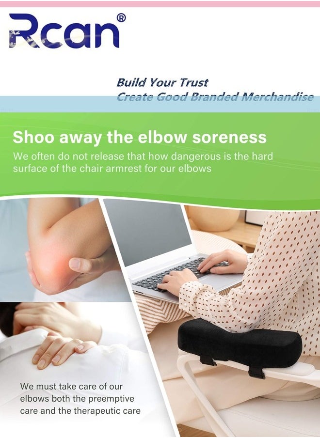 Rcan Extra Thick Chair Armrest Cushions Elbow Pillow Pressure Relief Office Chair Gaming Chair Armrest with Memory Foam Armrest Pads 2 Piece Set of Chair  - Image 2