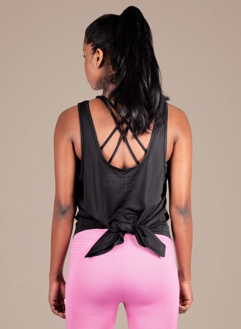 THUGFIT BreezyBack Tie back Tank Top-Black