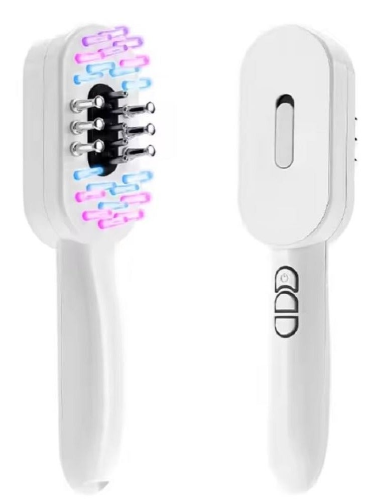 LIXES Electric Vibration Hair Growth Comb EMS Micro Current, 3 Color LED Massage Therapy Oil Applicator Massager Red Light Therapy Massage Brush (PK-02) - Image 1