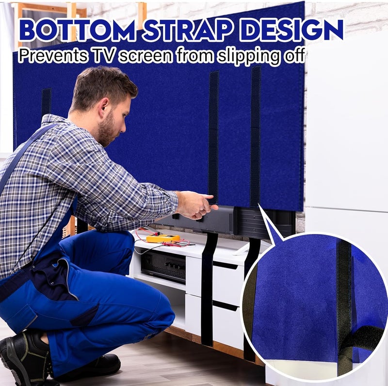 Wibeelee TV Cover for Moving 70"-75" Flat Screens Dust & Anti-Scratch TV Screen Protector Cover with Bottom Strap for Moving, Painting, Renovation, Pet Scratch Prevention & Furniture Protection（Blue） - Image 5