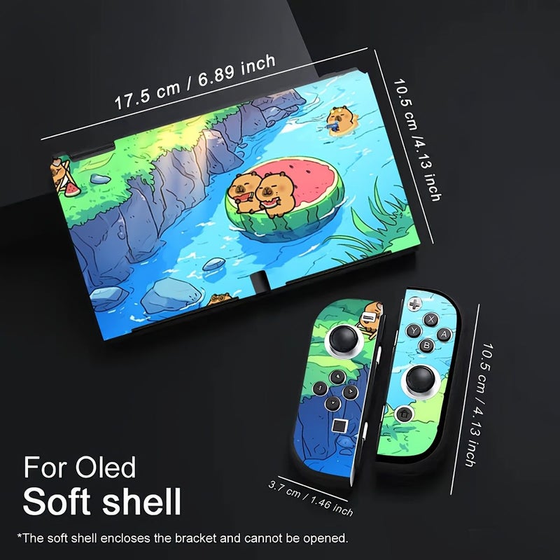 غطاء Capybara Watermelon Pattern من مادة TPU الناعمة مخصص لجهاز Nintendo Switch OLED - Image 4