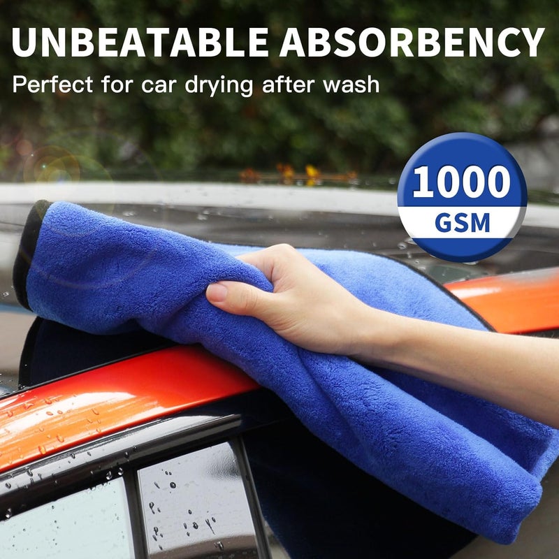 Faireach 2 PCS Car Microfibre Cleaning Cloths - 50x80cm, 1000GSM Highly Absorbent Towel - Image 3