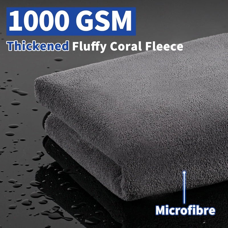 Faireach 2 PCS Car Microfibre Cleaning Cloths - 50x80cm, 1000GSM Highly Absorbent Towel - Image 2