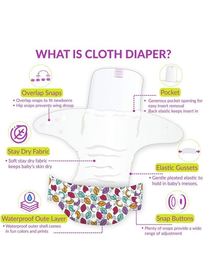 BEMBIKA - Cloth Diapers For Babieswashable Reusable Cloth Diaper Ll Sizes Adjustable With 5 Layer Bamboo Charcoal Insert (Leaf) - Image 1
