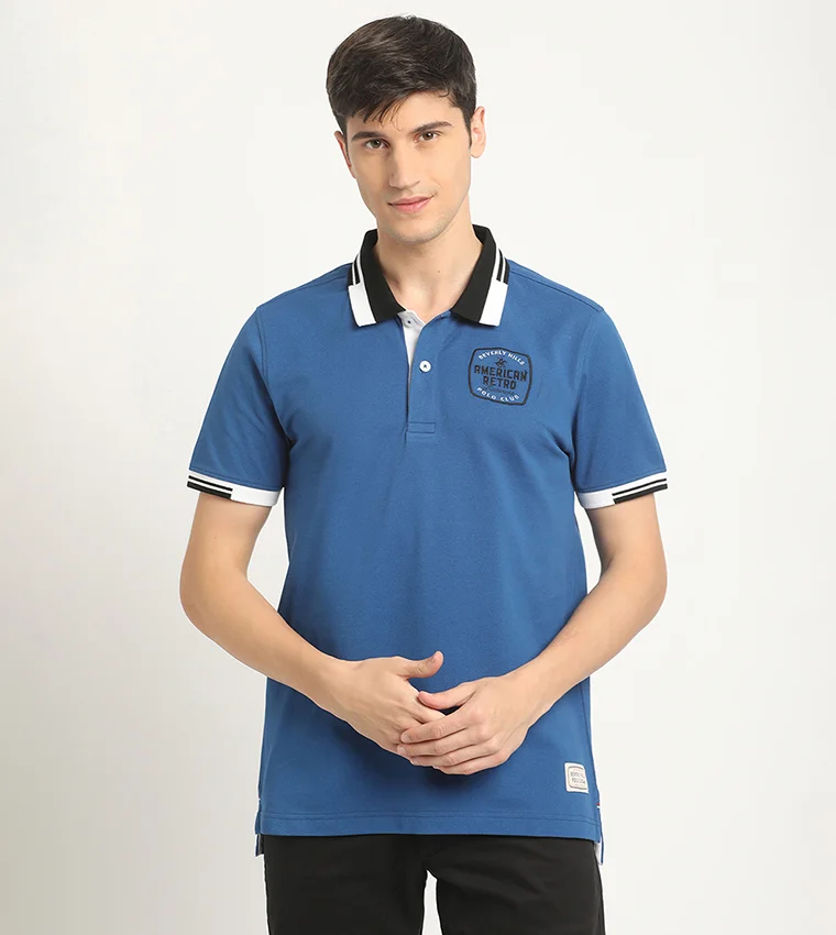 BEVERLY HILLS POLO CLUB Logo Embroidered Contrast Trim Polo T-Shirt