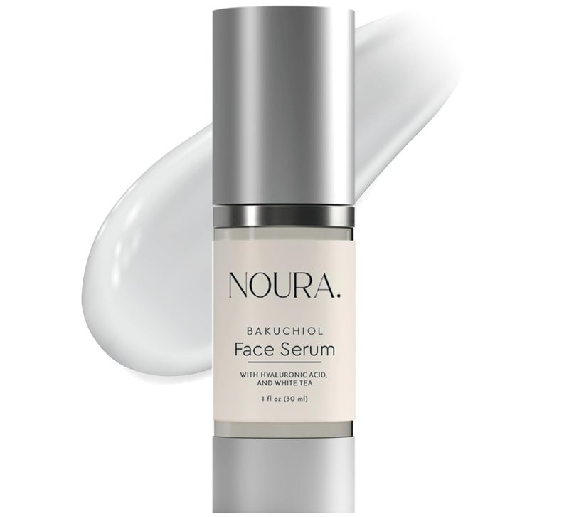 Noura Bakuchiol Face Serum by Noura Cosmetics  Natural Retinol Alternative  Diminishes Fine Lines  Wrinkles  Brightens  Hydrates Skin  Infused with White Tea Licorice Root  Hyaluronic Acid 1fl oz 