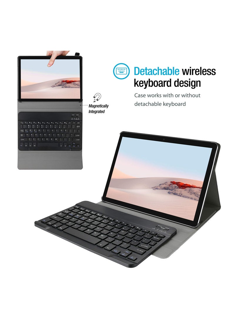 Arabic and English Keyboard Cover for Microsoft Surface Go 4 2023 / Surface Go 3 2021 / Surface Go 2 2020 / Surface Go 2018, with Magnetically Detachable Wireless Keyboard (Black)