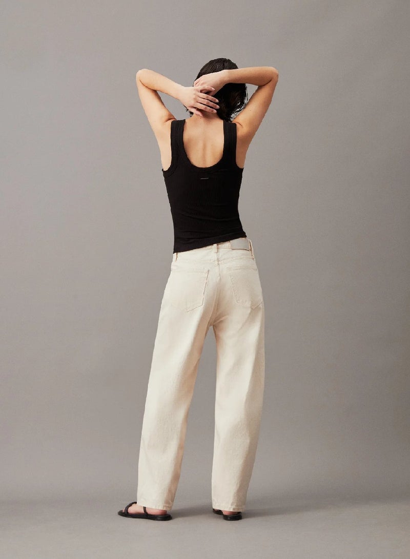 CALVIN KLEIN High Rise Barrel Leg Jeans - Image 2