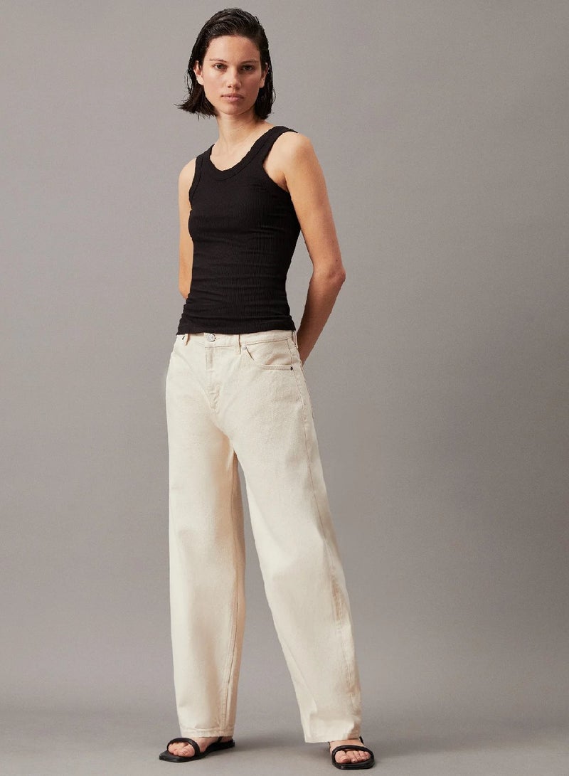 CALVIN KLEIN High Rise Barrel Leg Jeans - Image 4