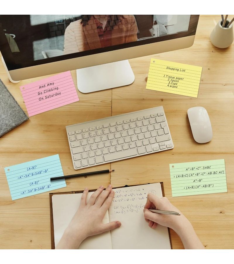 Yellow 3x5 Colored Index Cards 50 Pack with Ring Lined Both Sides Flash Cards for Studying School - Image 5