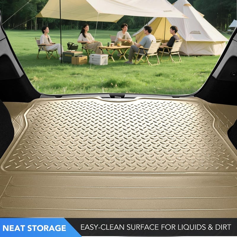 PIC AUTO Trunk Cargo Liner, Heavy Duty Rubber Floor Mats, Trimmable to Fit for Car, SUV, Van, and Trucks – All-Weather, Anti-Slip Backing, Easy to Clean, Durable and Long-Lasting (Large,Beige) - Image 2