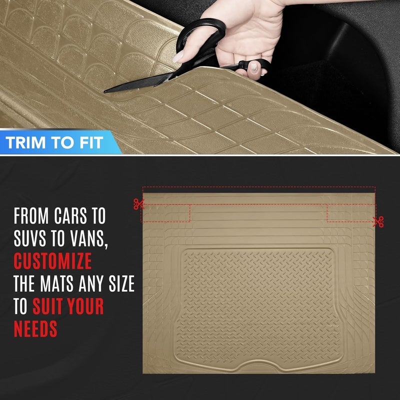 PIC AUTO Trunk Cargo Liner, Heavy Duty Rubber Floor Mats, Trimmable to Fit for Car, SUV, Van, and Trucks – All-Weather, Anti-Slip Backing, Easy to Clean, Durable and Long-Lasting (Large,Beige) - Image 4