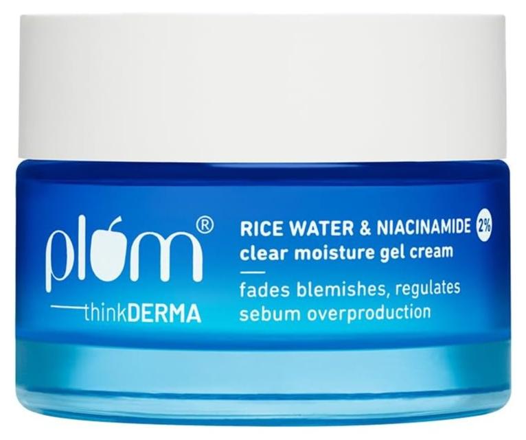 Plum 2% Niacinamide & Rice Water Super Light Gel Cream Moisturizer for Face | Oil-Free Hydration | Brightens, Fades Blemishes | Dermat-Tested | All Skin Types | Women & Men | 100% Vegan | 50 g - Image 1