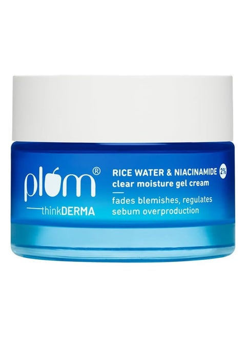 2% Niacinamide & Rice Water Super Light Gel Cream Moisturizer for Face | Oil-Free Hydration | Brightens, Fades Blemishes | Dermat-Tested | All Skin Types | Women & Men | 100% Vegan | 50 g